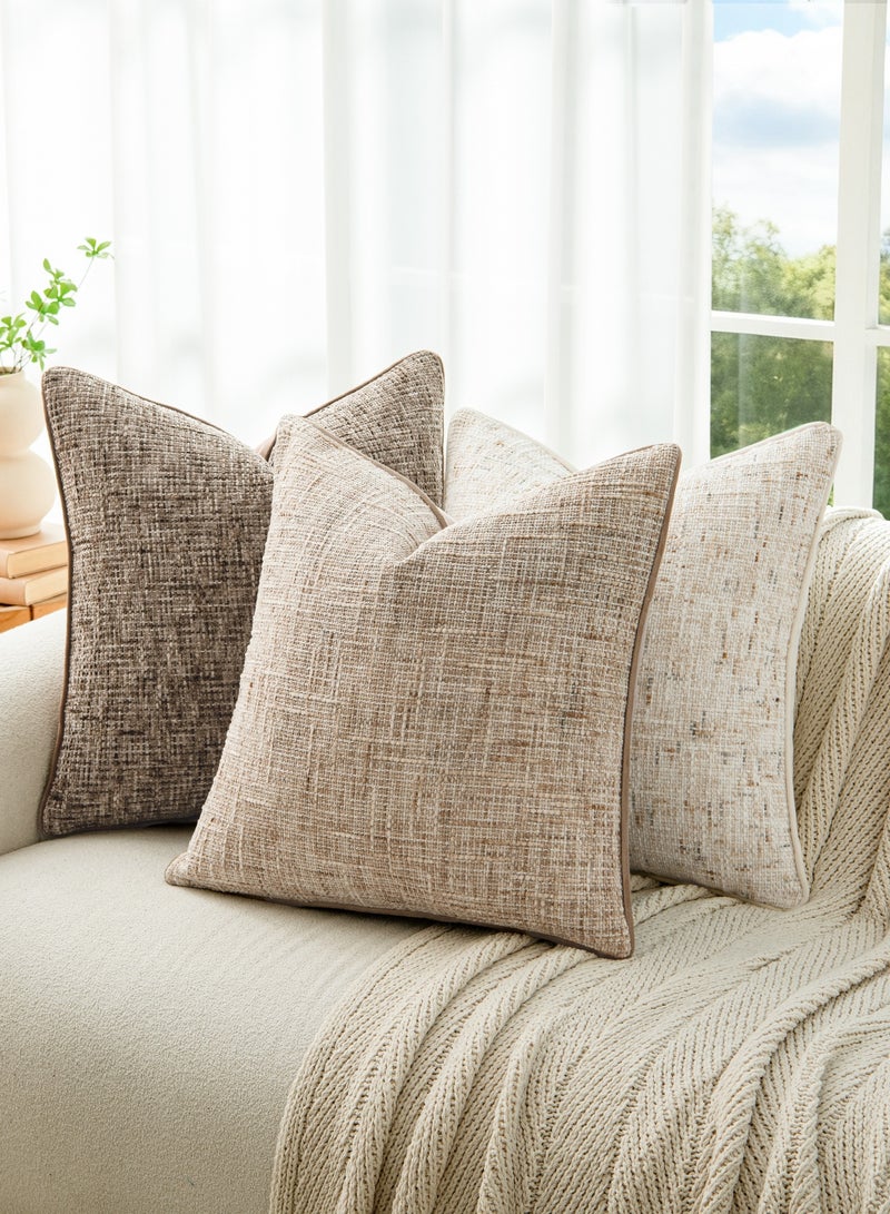 a moment Khaki Reversible Pillow Covers 2 Pack - Farmhouse Chenille Throw Pillows, Neutral Textured Decorative Throw Pillow Covers with Border for Couch Sofa Bed (45x45 CM, No Insert) - Image 4